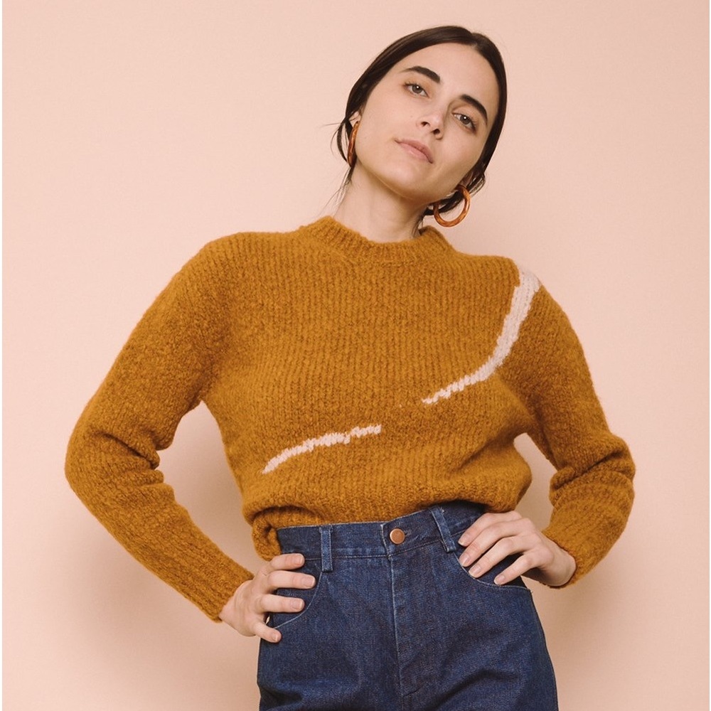 Paloma Wool Linda Listen Copper Sweater OS Cropped. Pit to Pit: 21”, 17” long